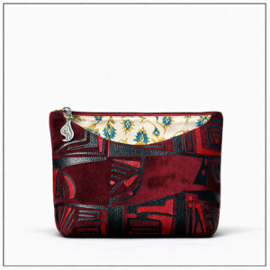 Burgundy Geometry Makeup Bag